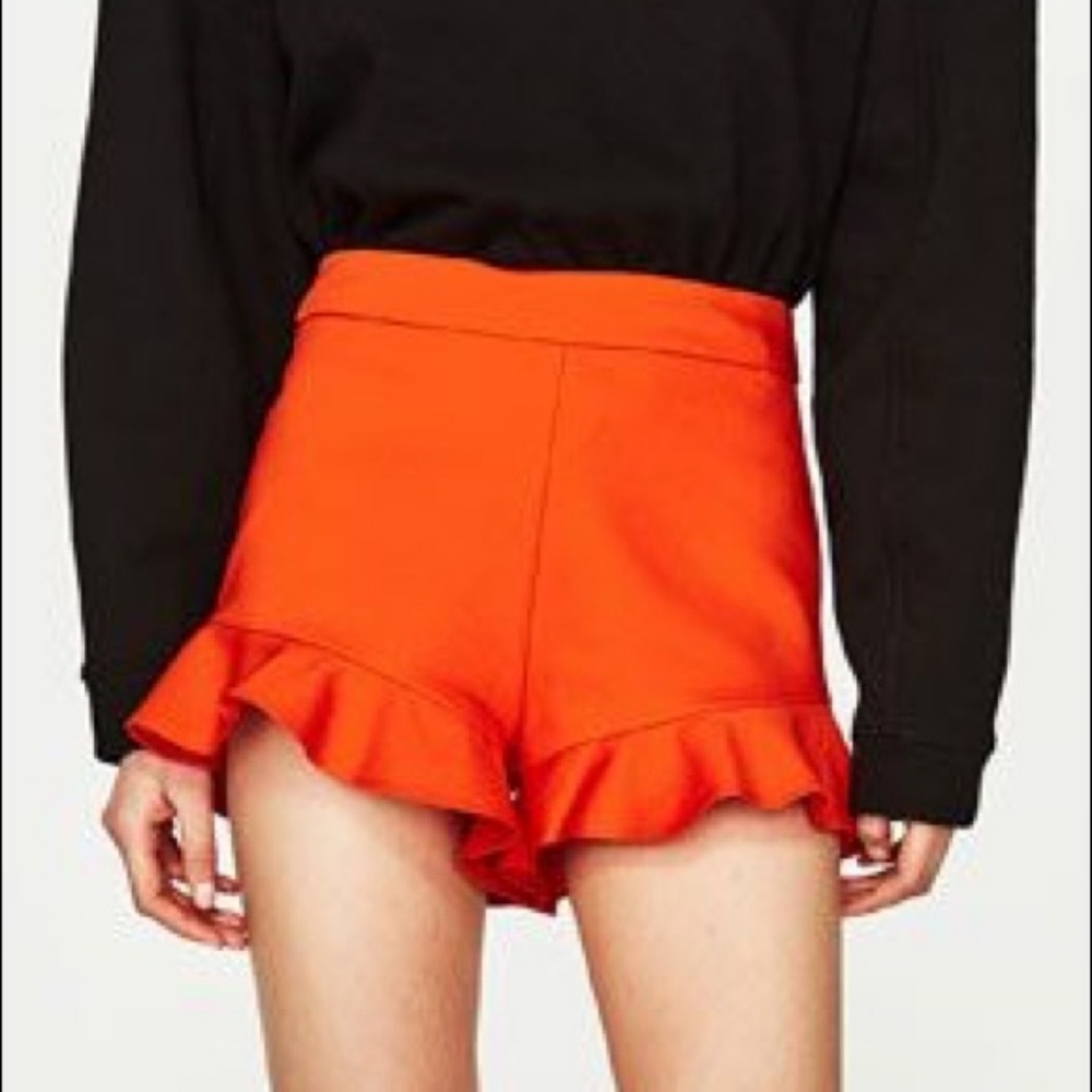 Orange Ruffle Shorts